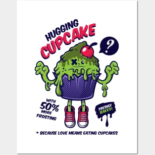 Green Hugging Cupcake Posters and Art